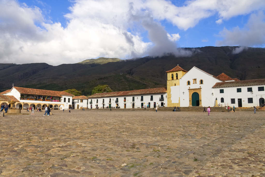 Plaza mayor und Iglesia de Nuestra Señora del Rosario in Villa Leyva