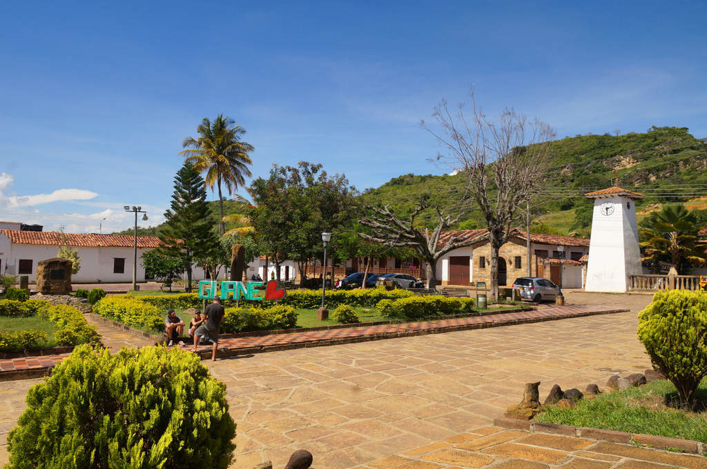 Hauptplatz in Guane, Kolumbien, Departamento Santander